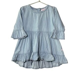 RuffleButts Toddler Girls Stretch Denim High Low Ruffle Tunic 4T Tiered Boho